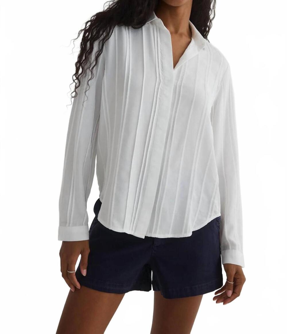 NEW BELLA DAHL pintuck hidden placket shirt in white